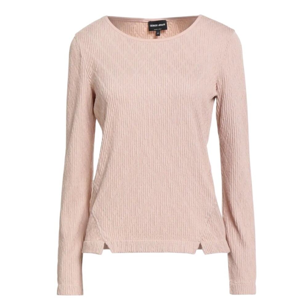 Giorgio Armani Pink T Shirt Long Sleeve Stretch Jersey Cashmere Crew Neck Sz 40